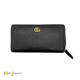 Gucci GG Black Leather Zip Around Wallet