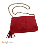 Gucci Soho Chain Shoulder Bag Red Pebbled Calfskin 336752