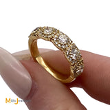 Hearts On Fire 18K Yellow Gold 1.25ctw Custom Halo Diamond Band Size 4.25