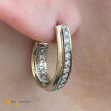 14K Two-Tone Gold 1.36ctw Inside Outside Round Brilliant Diamond J-Hook Earrings