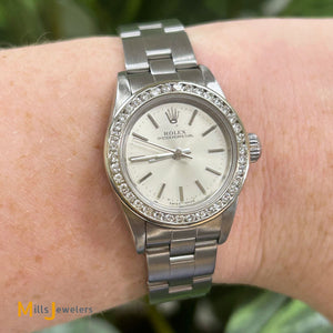 ROLEX 25mm Ladies .78ctw Diamond Oyster Perpetual Stainless Steel Watch