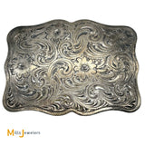 Vintage Hand Engraved SSS Sterling Silver 925 Large Belt Buckle