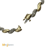 14k Two-Tone White Yellow Gold Diamond Link Bracelet