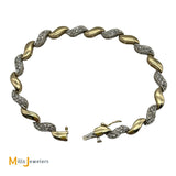 14k Two-Tone White Yellow Gold Diamond Link Bracelet