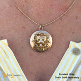 14K Yellow Gold 0.05ct Diamond Lion Head Locket Pendant