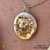 14K Yellow Gold 0.05ct Diamond Lion Head Locket Pendant