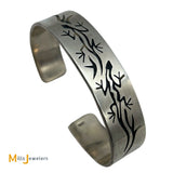 Sterling Silver 925 Lizard Shadow Box Overlay Cuff Bracelet