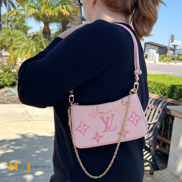 Louis Vuitton Easy Pouch On Strap Pink Giant Monogram Empreinte Crossbody Bag