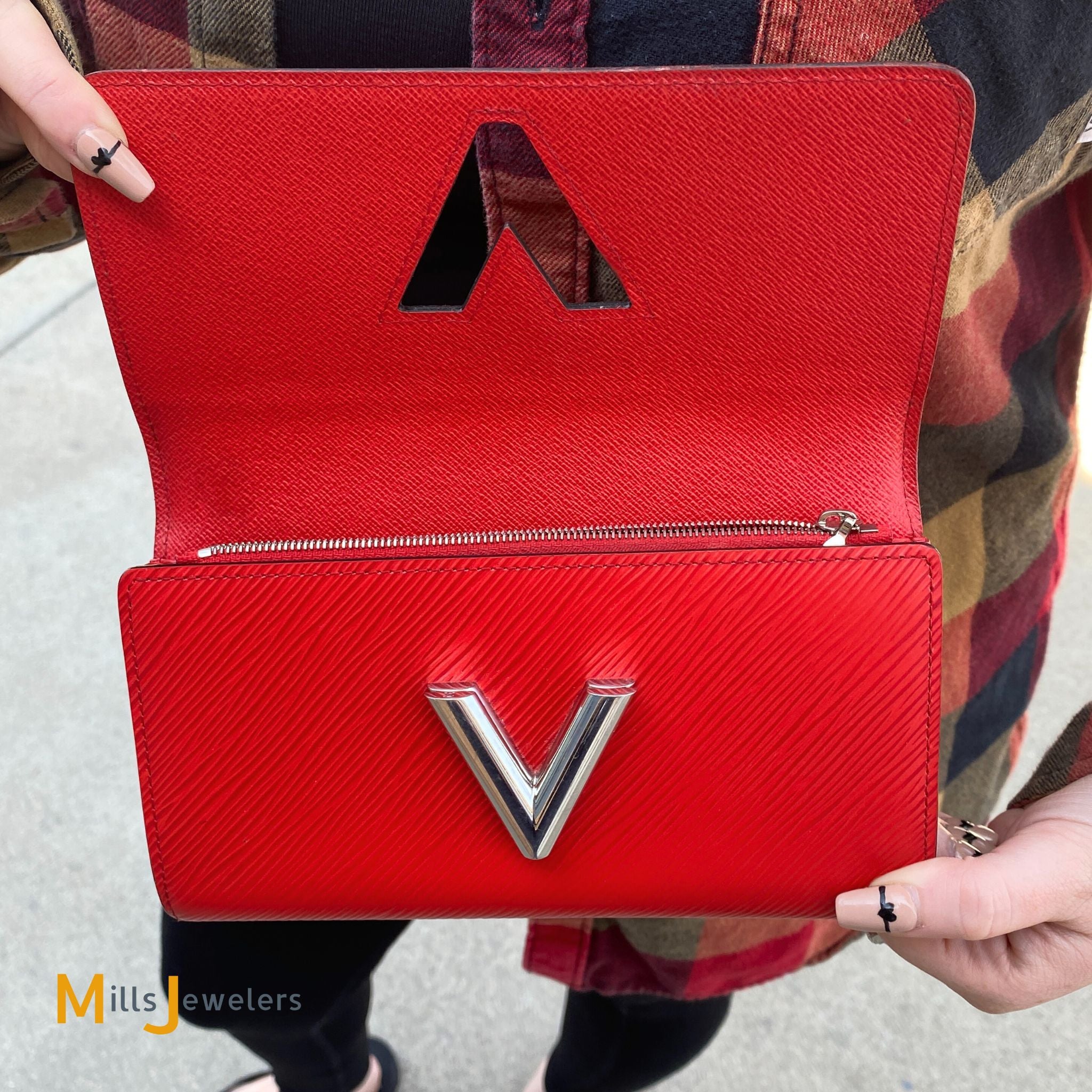 Louis Vuitton Red Coquelicot Epi Leather Twist Wallet
