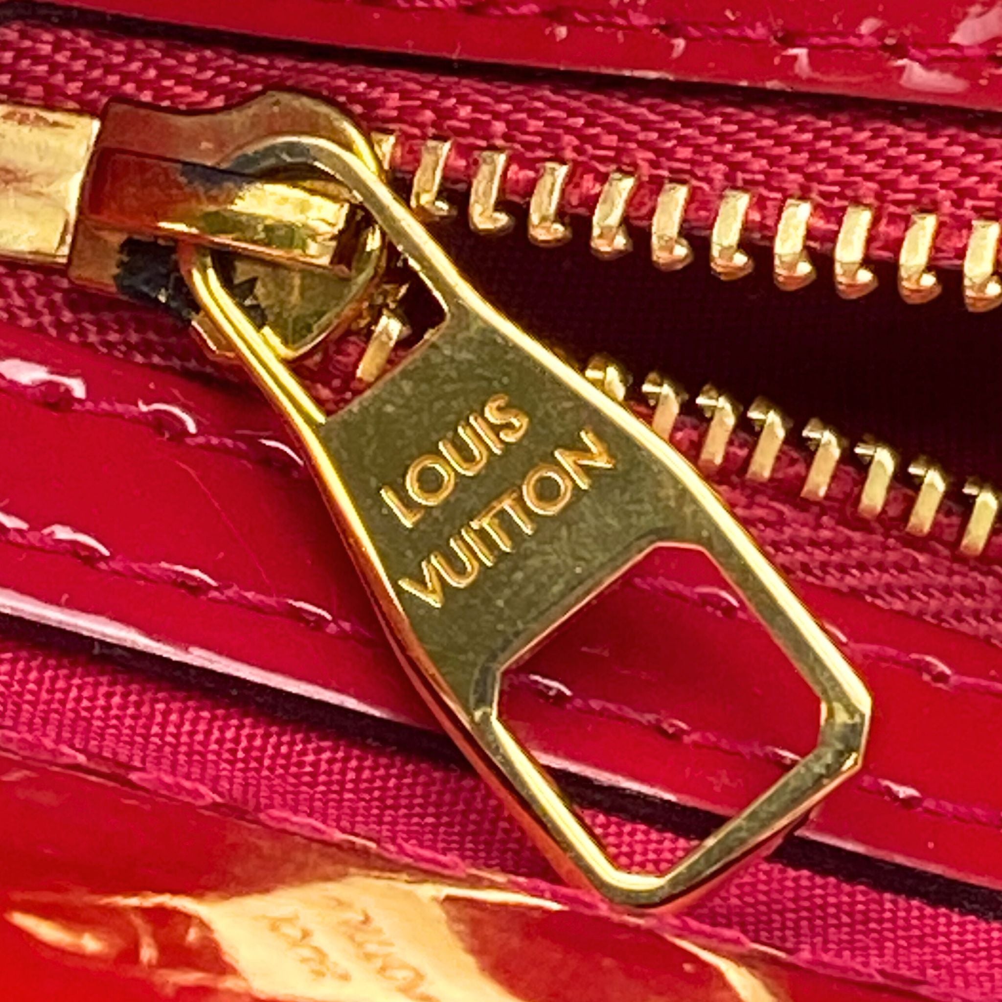 Louis Vuitton Monogram Zipper Tote Red Leather Handbag