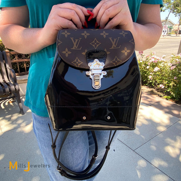 Louis Vuitton Hot Springs Backpack Black Patent Leather Monogram M5576 Mills Jewelers Loan