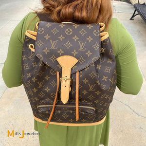 Pre-owned Louis Vuitton Montsouris Gm Monogram Bookbag Backpack  Brown  leather backpack, Pre owned louis vuitton, Genuine leather bags