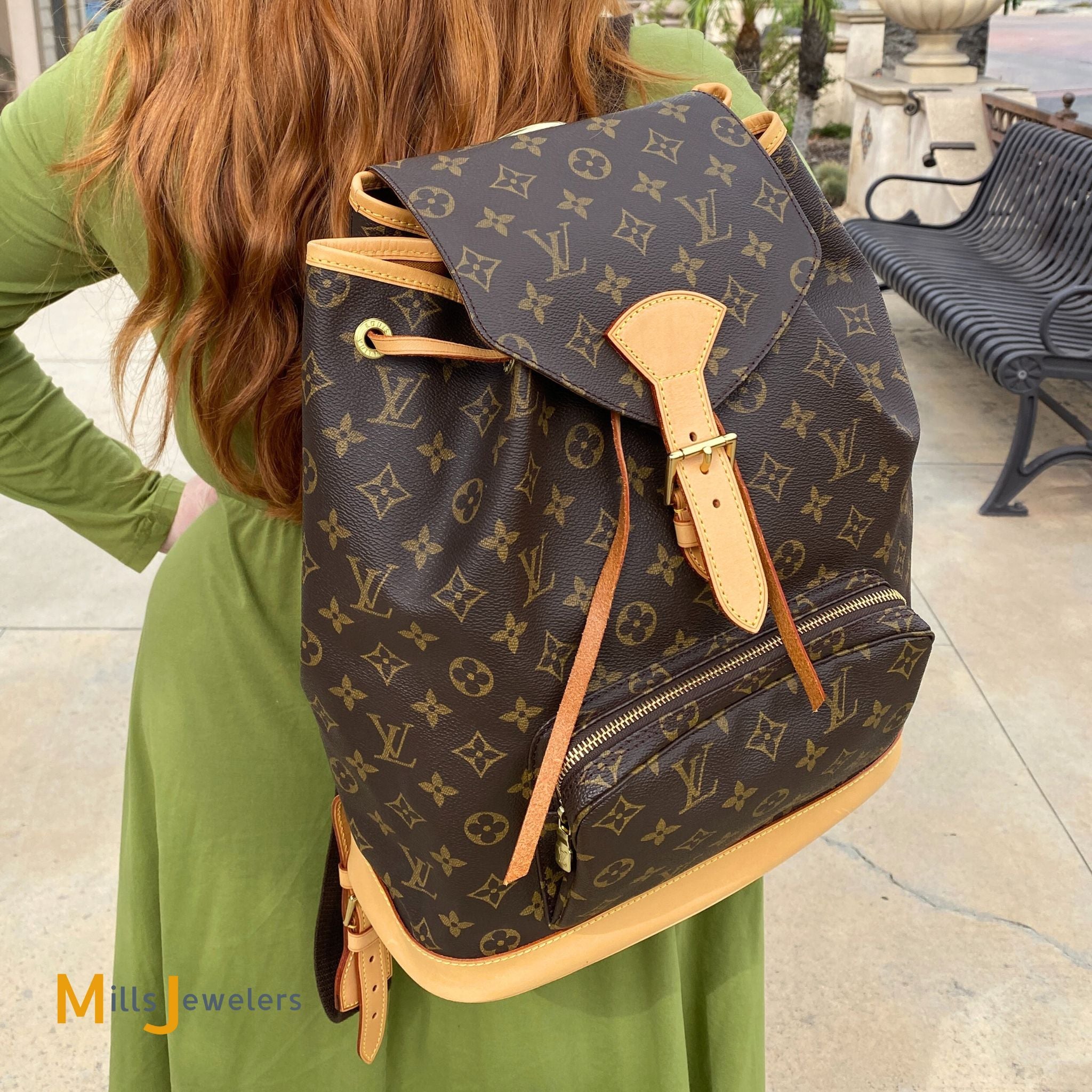 Montsouris vintage cloth backpack Louis Vuitton Brown in Cloth - 21856099