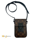 Louis Vuitton S Lock Vertical Wearable Wallet Monogram Macassar Canvas