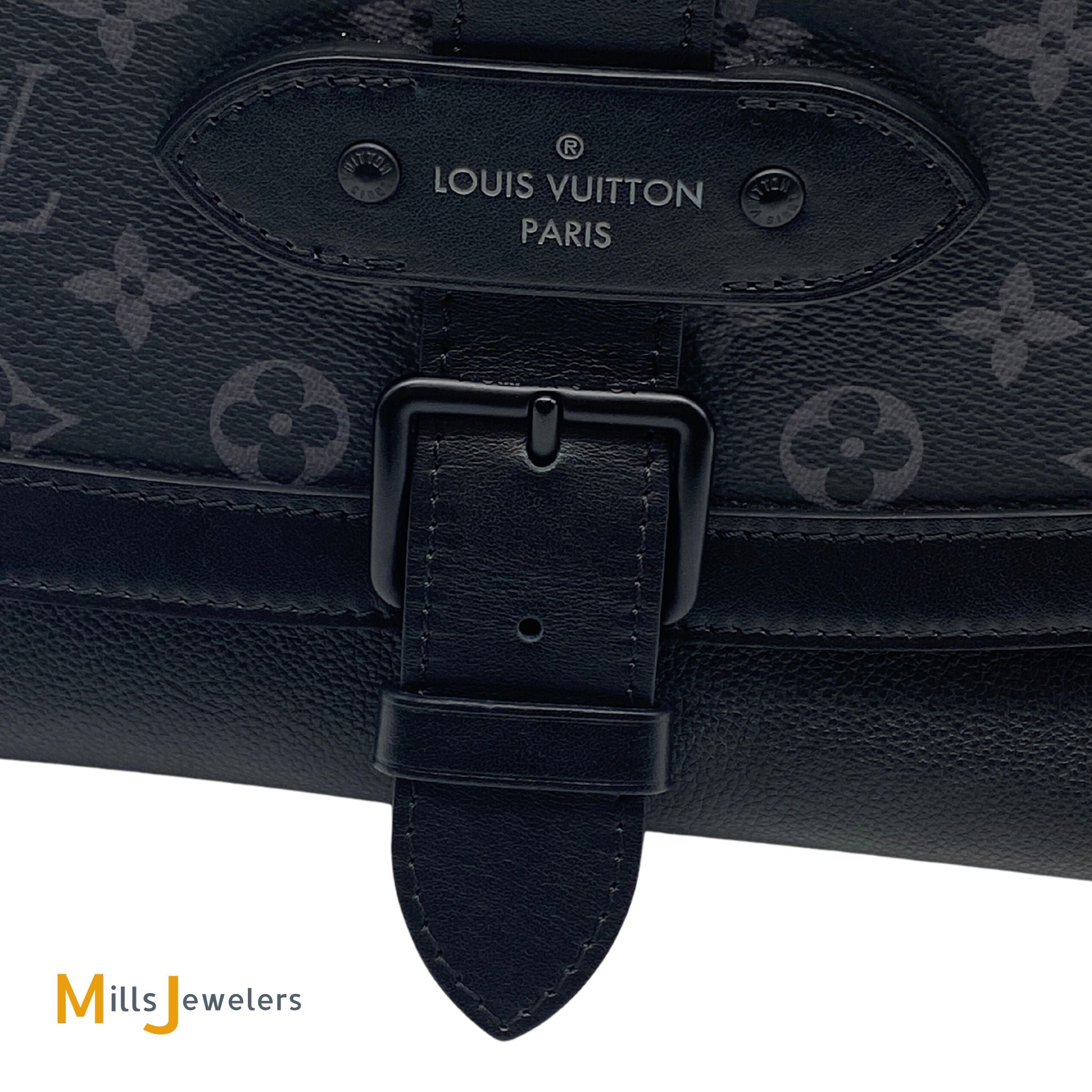 Louis Vuitton Monogram Eclipse Saumur Messenger men's shoulder bag Bl