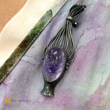 Sterling Silver 925 Vintage Los Ballesteros Taxco Amethyst Brooch Pin