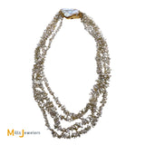 Multi-Strand 596 Keshi Pearls Necklace with 18Kyg 0.02ct Alexandrite Clasp