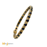 14K Yellow Gold Lucky 6.72ctw Blue Sapphire Bangle Bracelet