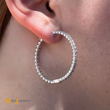 14K White Gold 2.28ctw Round Brilliant Diamond Half Inside Out Hoop Earrings 34mm