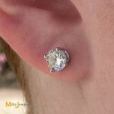 14K White Gold 1.70ctw Natural Diamond Stud Screw Back Earrings