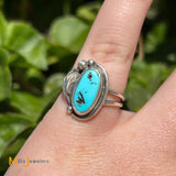 Signed Sterling Silver 925 Oval Turquoise Ring Size 5