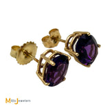 14K Yellow Gold 2.86ctw Oval Cut Amethyst Stud Earrings