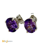 14K White Gold 1.92ctw Oval Cut Amethyst Stud Earrings