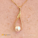 14K Yellow Gold Pearl Slide Pendant