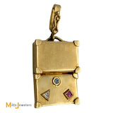 14K Yellow Gold Diamond Ruby Sapphire Suitcase Enhancer Pendant