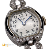 Pery Antique Ladies Platinum/18K White Gold 1.02ctw Diamond Hand Winding Watch