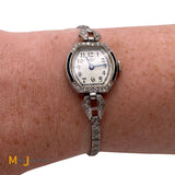 Pery Antique Ladies Platinum/18K White Gold 1.02ctw Diamond Hand Winding Watch