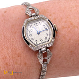 Pery Antique Ladies Platinum/18K White Gold 1.02ctw Diamond Hand Winding Watch