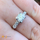 Platinum 1.08ctw Round Brilliant Natural Diamond Engagement Ring Size 8.75