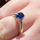 Platinum 0.50ct Sapphire 0.12cts Diamond Band Ring Size 5