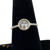 18K White Gold 0.36ct Rose Cut Diamond Solitaire Wedding Band Ring Size 6