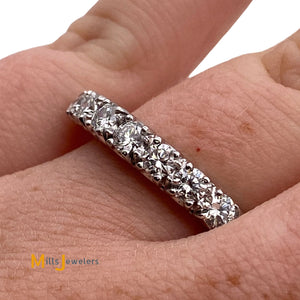 14K White Gold 7-Stone 0.98ctw Natural Round Brilliant Diamond Band Size 8.75