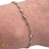 14K White Gold 1.88ctw Round Brilliant Diamond Chain Link Bracelet