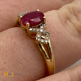 14K Yellow Gold 0.79ct Ruby 0.24cts Diamond Ring Size 7