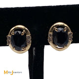 14K Yellow Gold 3.3cts Blue Sapphire 0.24cts Diamond Earrings