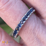 14K White Gold 0.47ctw Blue Sapphire Eternity Band Ring Size 5.25