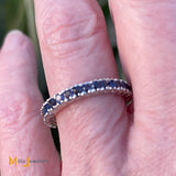 14K White Gold 0.47ctw Blue Sapphire Eternity Band Ring Size 5.25