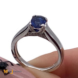 Platinum 0.50ct Sapphire 0.12cts Diamond Band Ring Size 5