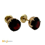 14K Yellow Gold 4.44ctw Oval Cut Garnet Stud Earrings