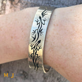 Sterling Silver 925 Lizard Shadow Box Overlay Cuff Bracelet