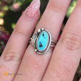 Signed Sterling Silver 925 Oval Turquoise Ring Size 5