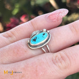 Signed Sterling Silver 925 Oval Turquoise Ring Size 5