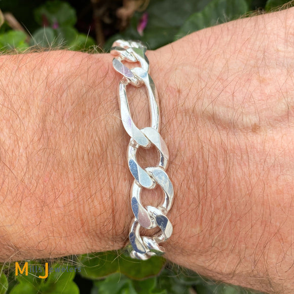 YGI Italy 925 Silver Figaro Link Chain Bracelet