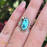 Signed Sterling Silver 925 Oval Turquoise Ring Size 5