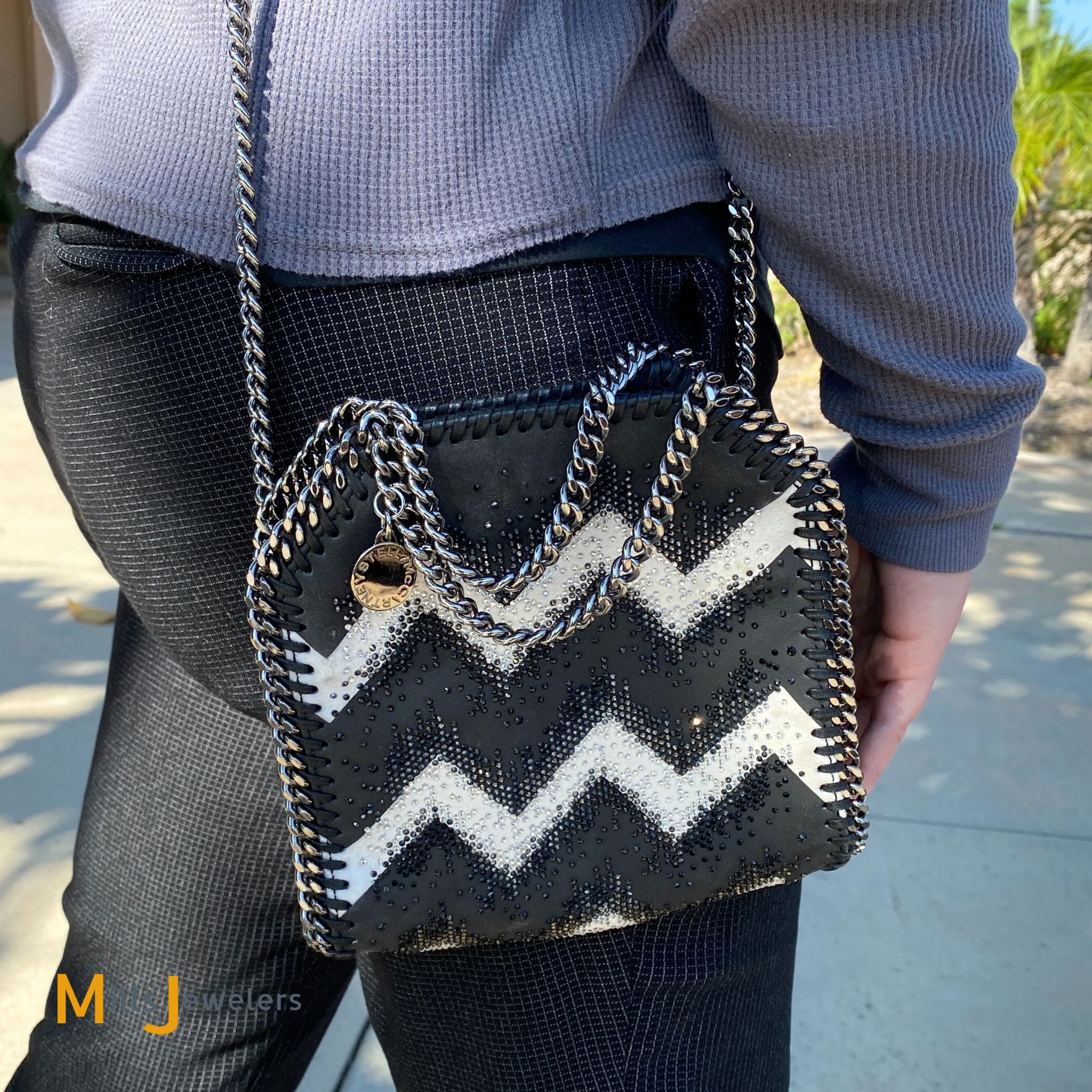 Stella McCartney chevron outlet star tote handbag