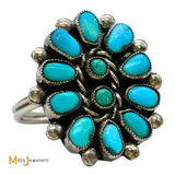 Sterling Silver 925 Petit Point Turquoise Ring Size 7.5